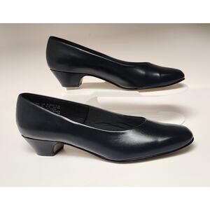 Soft Style Hush Puppies Women's Black Faux Leather Low Heel Pumps Shoes Size 9M